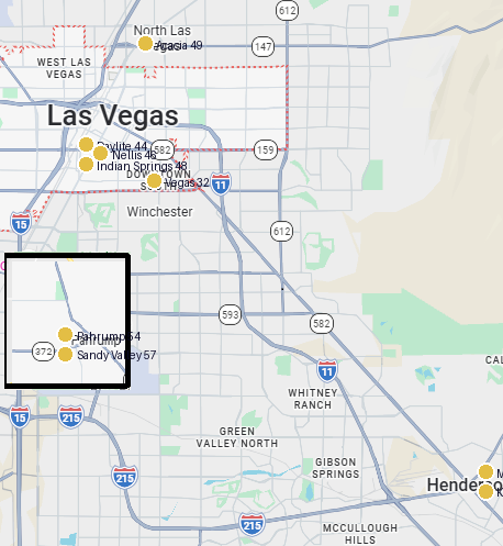 Map of Southern Nevada lodges